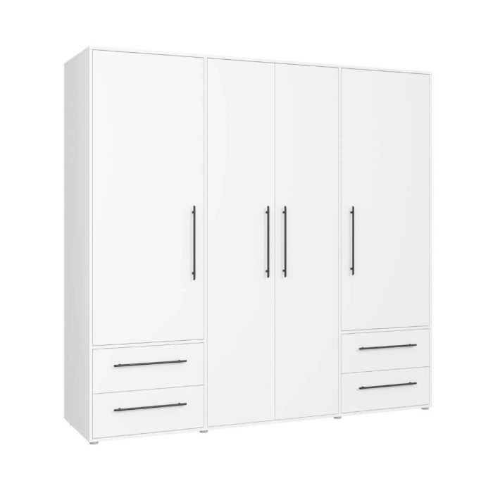 Armario de 4 puertas 4 cajones blanco mate 120 w19 | CHS
