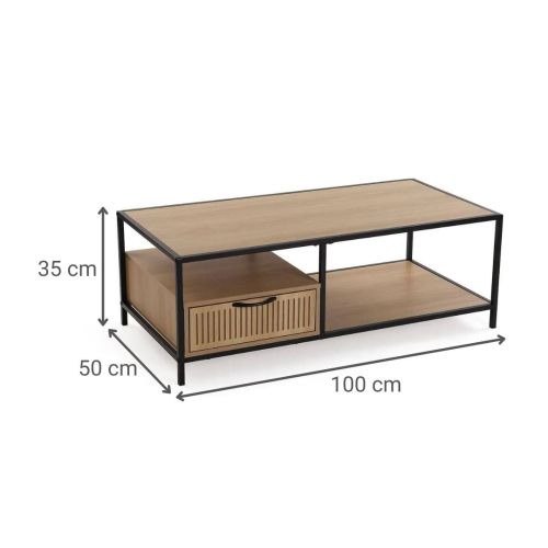 Mesa de Centro con Cajón Inferior MDF y Metal NASHVILLE 21520107