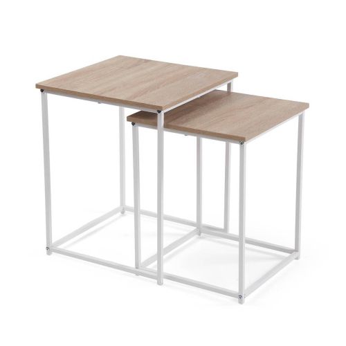 Mesa de Centro Industrial con Patas Metálicas Blancas TIGRIS 21301058
