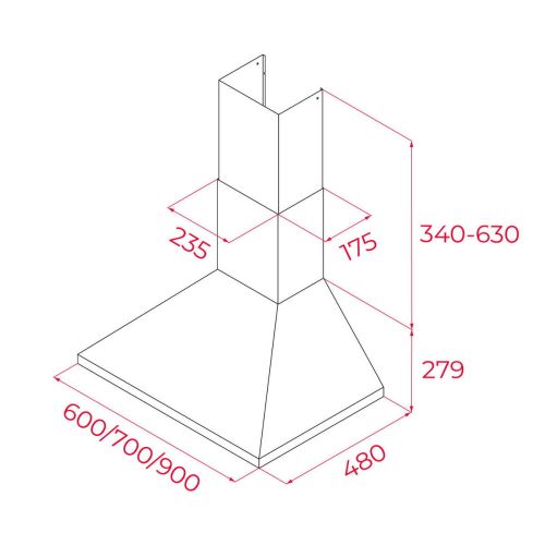 Campana Piramidal de pared de 70 cm con mandos pulsantes Acabado Acero Inoxidable TEKA DBB 40460420