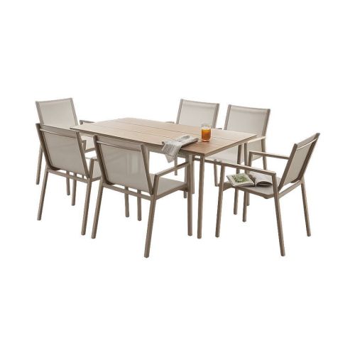 Conjunto de Jardín 6 Sillas y Mesa Acero Topo CARLINA