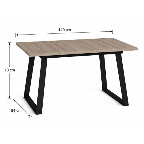 Mesa Rectangular Fija 140x90 cm con Patas Metálicas Trapecio M802