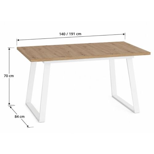 Mesa Rectangular Extensible 140x90 cm con Patas Metálicas Trapecio M800