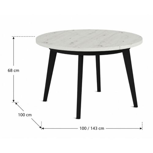 Mesa Redonda Extensible 100 cm con Patas Metálicas Inclinadas M816