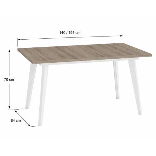Mesa Rectangular Extensible 140x90 cm con Patas Metálicas Inclinadas M810