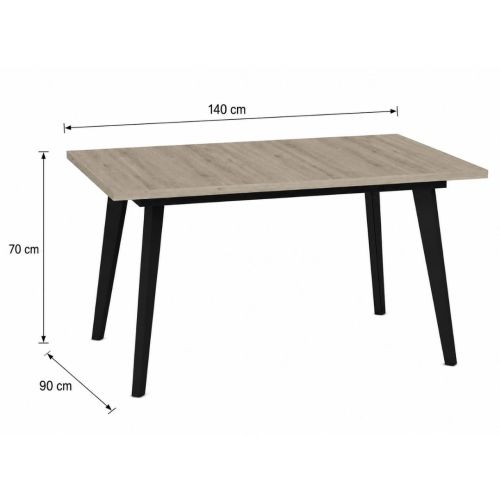 Mesa Rectangular Fija 140x90 cm con Patas Metálicas Inclinadas M812