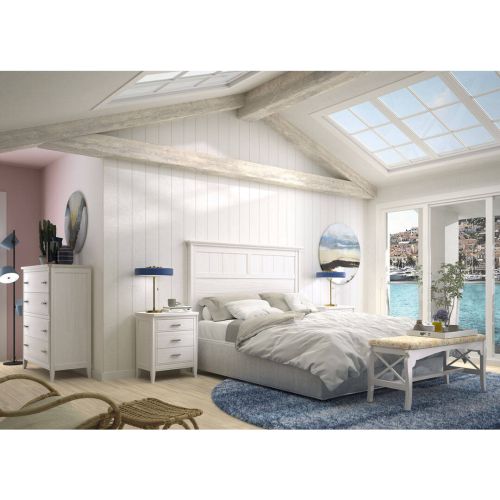 Dormitorio de Matrimonio Blanco Decapé y Avena GÉNOVA 24D