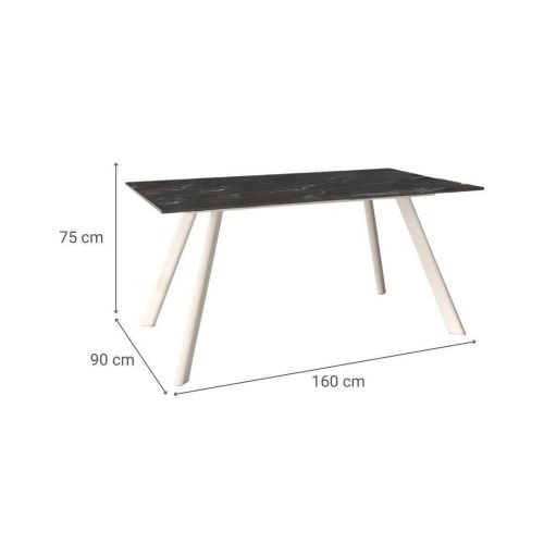 Mesa de Comedor 160x90cm con Estructura de Metal Marfil OMAN