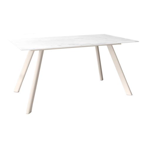 Mesa de Comedor 160x90cm con Estructura de Metal Marfil OMAN