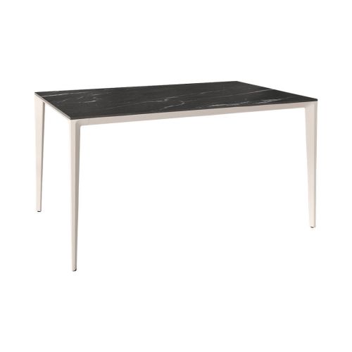 Mesa de Comedor Rectangular 160 cm Porcelánico y Metal Marfil Cortés