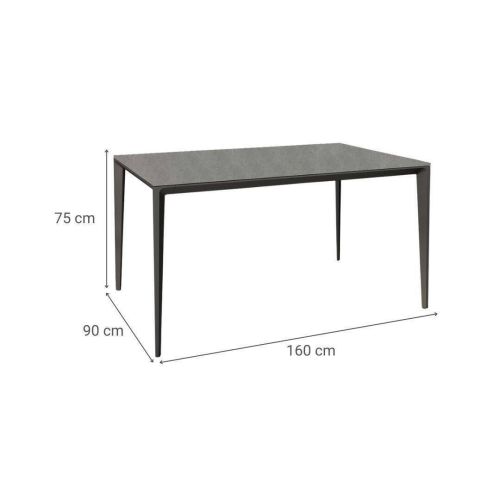 Mesa de Comedor Rectangular 160 cm Porcelánico y Metal Negro Cortés