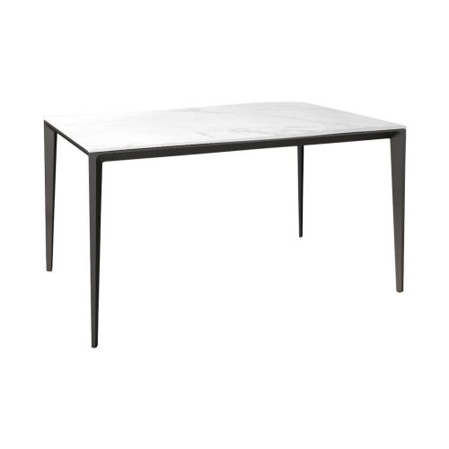 Mesa de Comedor Rectangular 180 cm Porcelánico y Metal Negro Cortés