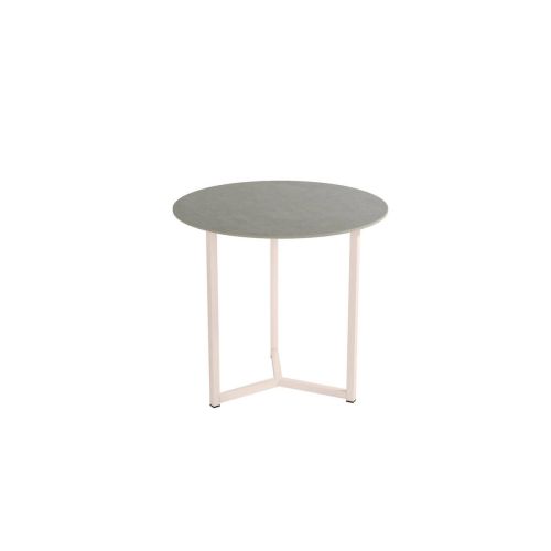 Mesa Auxiliar con estructura metálica marfil y sobre porcelánico acabado piedra BALEAR