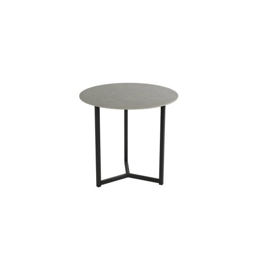 Mesa Auxiliar con estructura metálica negra y sobre porcelánico acabado piedra BALEAR