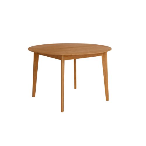 Mesa de Comedor Fija Redonda de Madera Roble y Sobre Biselado de 25 mm 100 cm AURA