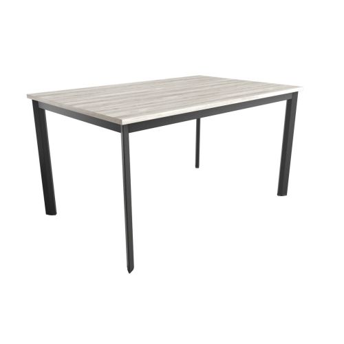 Mesa de comedor fija cuadrada de metal Acabado Negro y sobre de melamina GARDA