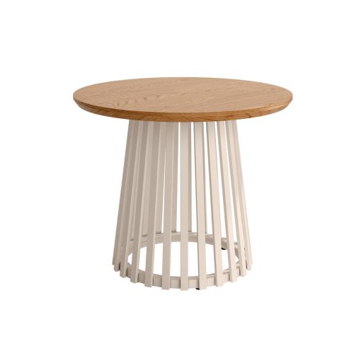 Mesa Auxiliar de Metal Marfil y Sobre Biselado de 25 mm 60 cm SAHARA