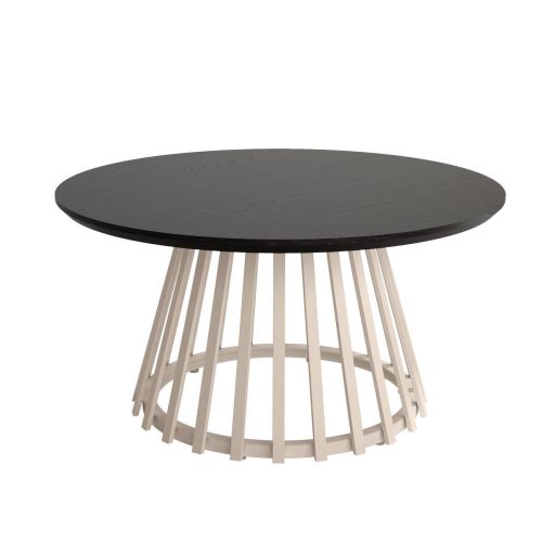 Mesa Auxiliar de Metal Marfil y Sobre Biselado de 25 mm 80 cm SAHARA