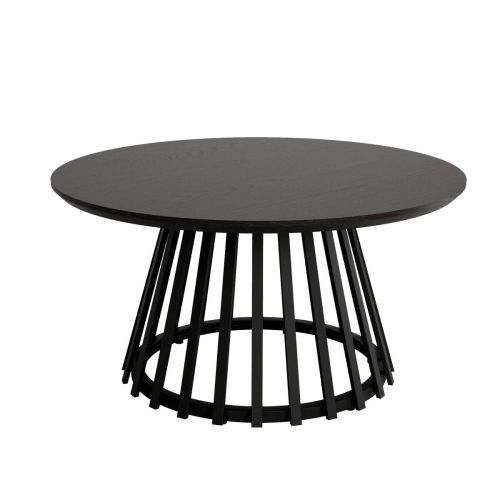 Mesa Auxiliar de Metal Negra y Sobre Biselado de 25 mm 80 cm SAHARA