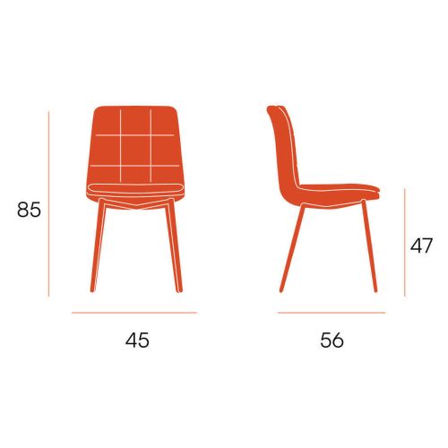 Silla de Comedor Tapizada con Patas Metálicas TORINO CG2154NA