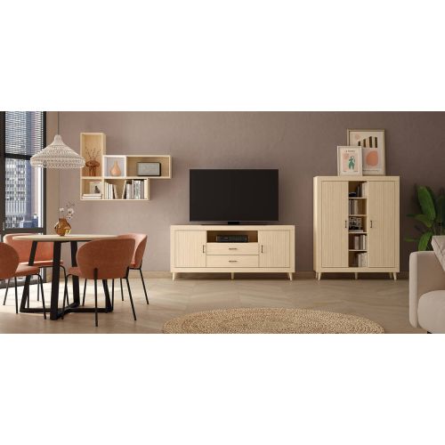 Composición de Salón MOON EVO de melamina en acabado en Alpin Nº 1