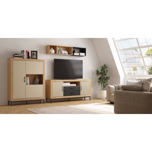 Conjunto de salón MOON EVO en Roble, Perla y Grafito Nº 28