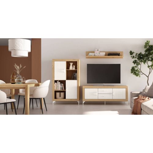 Conjunto de Salón MOON EVO Acabados en Roble, Blanco y Grafito de Melamina Nº 44