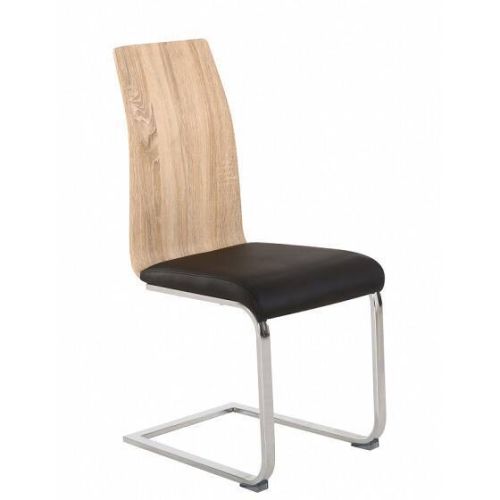 Silla Patas Cromadas y Respaldo Madera. Modelo Sensei Negro