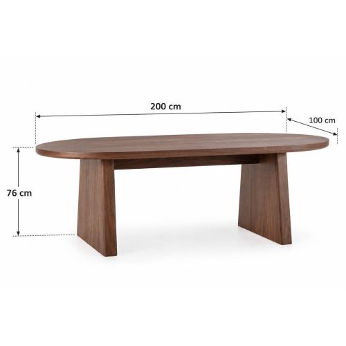 Mesa de Comedor Ovalada de 200 cm con Acabado Nogal BLAIR