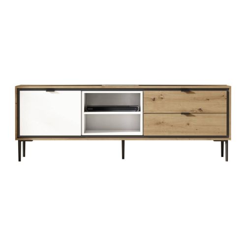 Mueble de TV con Puerta y 2 Cajones Amazona-Blanco K2