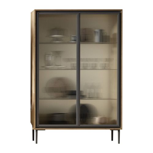 Vitrina de 2 Puertas en Cristal Acanalado y Alunio K2
