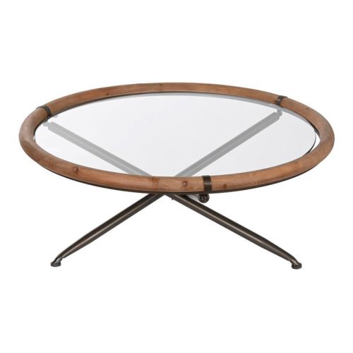 Mesa de Centro de Abeto y Cristal con Estructura de Metal MB-212225