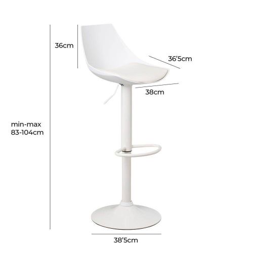 Taburete Giratorio de Cuero Sintético y Metal Blanco 805401