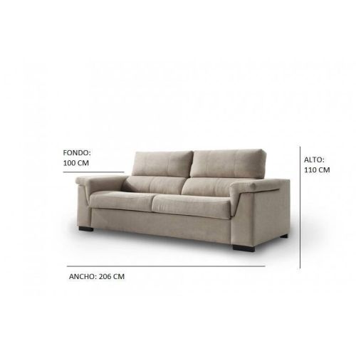 Sofá tres plazas Fijo Modelo ANDREA tapizado en tela