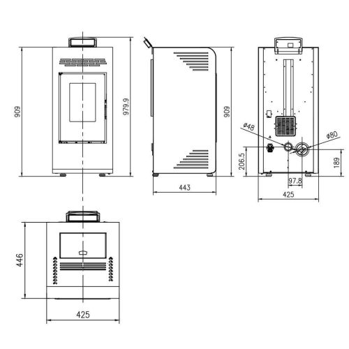 Estufa de Pellets Eider POWER 9 PLUS de 8,99 kW Blanca