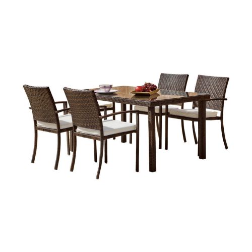 Comedor de Jardín con Mesa de Cristal Marrón 150 cm BAHÍA