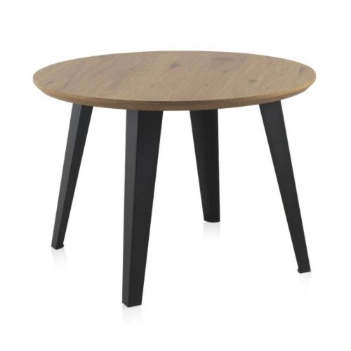 Mesa de comedor en madera de Fresno con patas de metal negro GABAR 10311