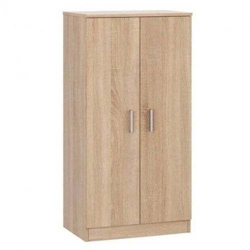Zapatero-armario de melamina de 2 puertas con 6 baldas color roble canadian 007813F