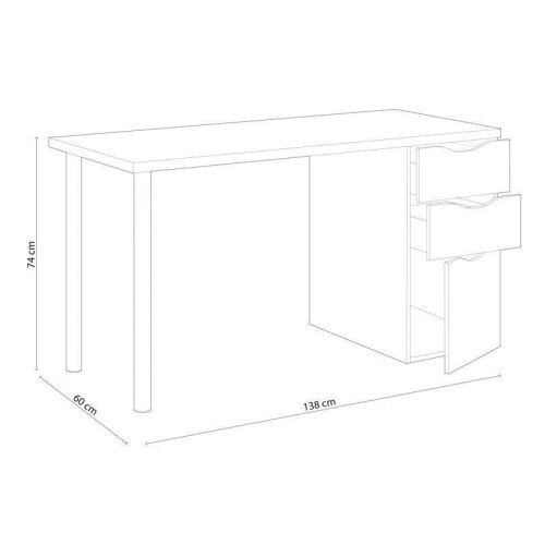 Mesa ordenador reversible de melamina blanco artik 004604A