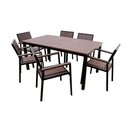 Comedor de Exterior Hecho de Aluminio con 6 Sillas Wengué