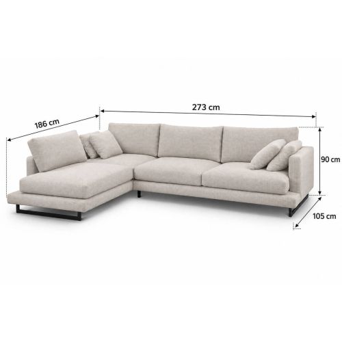 Sofá Chaise Longue Izquierdo con Patas Altas 273 cm QUEEN