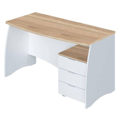 Mesa de Despacho con Tres Cajones en Blanco y Roble ESTIL 0F4625A
