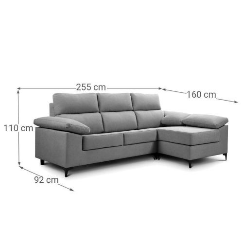 Sofá con Chaiselongue Reversible Tapizado en Tela Green DAMA