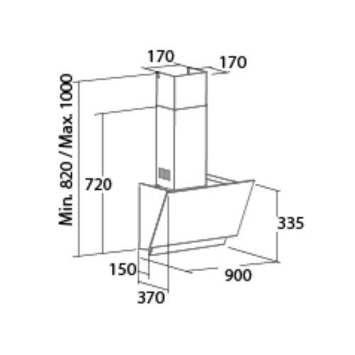 Campana extractora Cata Juno inclinada cristal negro 6 velocidades táctil 02059700