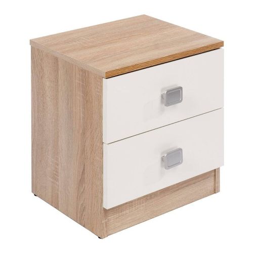 Mesita de Noche 2 Cajones Blancos Champion en acabado cambrian