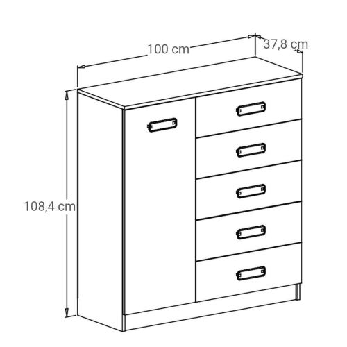 Comodín de 1 Puerta y Cajones DONALD