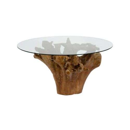 Mesa de Comedor de DiseÃ±o de Cristal y Madera de Teca 607433