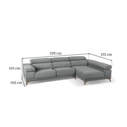 Chaise Longue con Asientos Deslizantes Tapizado en Tela Derecha NIZA
