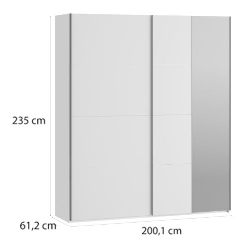 Armario de Dormitorio de 200 cm Blanco Mate 2 Puertas Correderas con Espejo FTIS32462-120