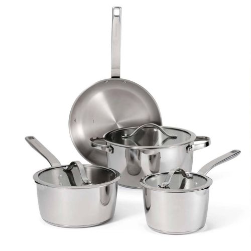 Batería de Cocina 4 Piezas Acero Inoxidable Tramontina TEMPO